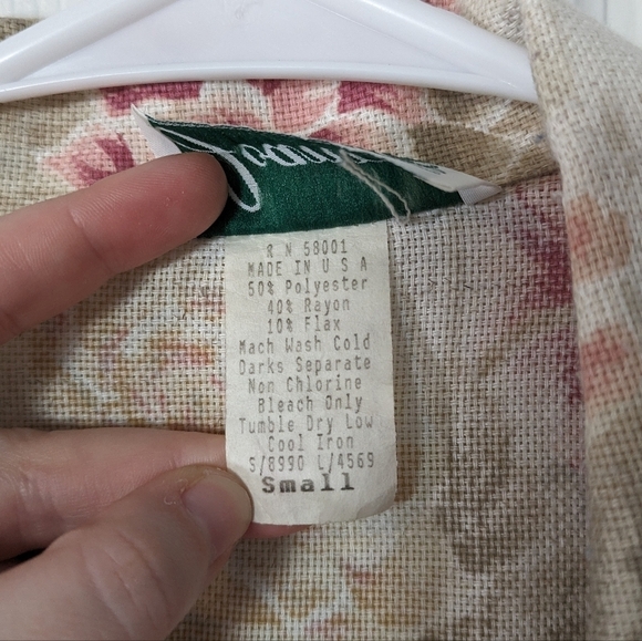 Vintage Joanna Cream/Pink Floral Longline Open Front Blazer Size‎ Small - Picture 6 of 6